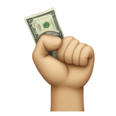 A fist holding a few notes of money. I want the money notes to be blue sticker