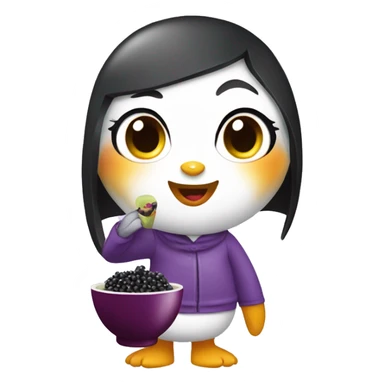 Penguin Girl with acai Bowl sticker