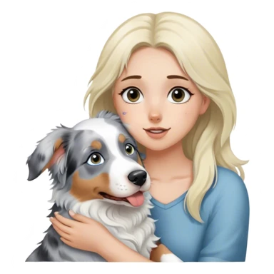 Blue Merle Australian shepherd with a blonde girl sticker