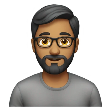 realistic emoji of an indian man in his 20s with a beard, glasses and short hair sticker