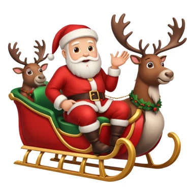 Santa in sleigh with Reindeers sticker