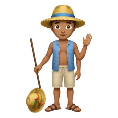 Tete Créole réunionnais ti jean chapeau paille savate  au pieds  sticker