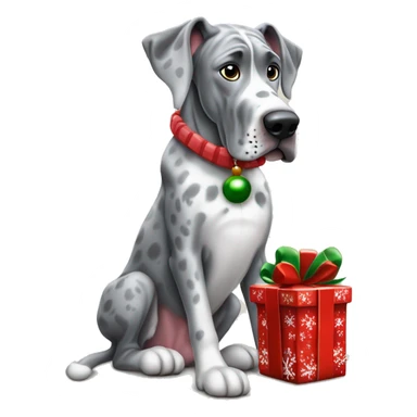 Merle grey Great Dane with a Christmas nutcracker  sticker