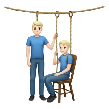 A man standing in the chair and looking at rope before going to suicide  sticker