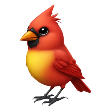 cute cardinal bird, red and yellow beak, cute and cool sticker