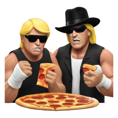 Donald trump eating pizza with the undertaker (from WWE) sticker