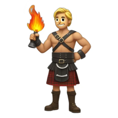 monty starting fires wearing a kilt flex bicep sticker