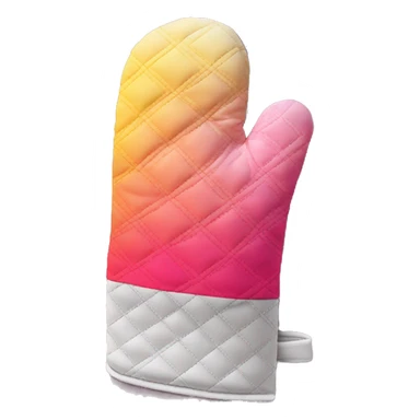 Realistic pink And yellow ombre quilted oven mitt. sticker