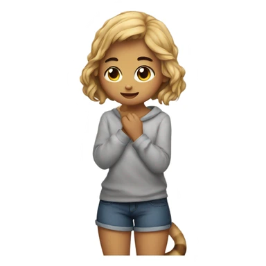 Cute girl pating cat  sticker