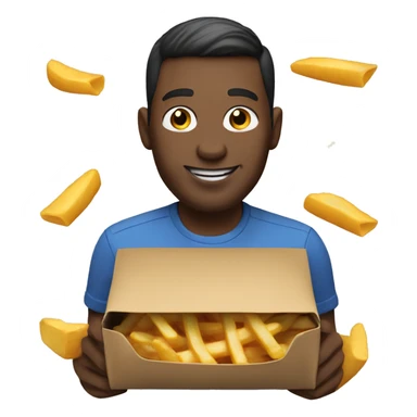 white man mcdonalds worker putting the fries in the bag sticker