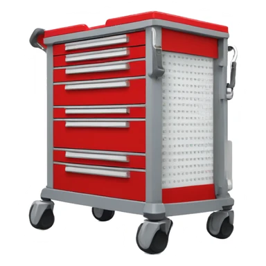 Singular Red medical crash cart is a mobile, multi-drawer unit designed to store and organize emergency medical supplies and equipment sticker