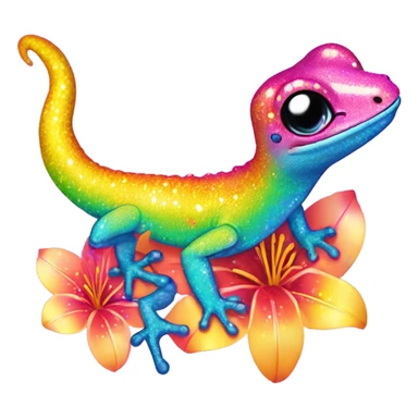 Lisa frank glitter gecko with a lily sticker
