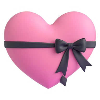 pink heart with a black bow knot sticker