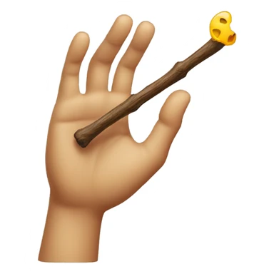 a hand holdig a stick with wax sticker