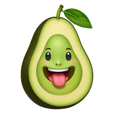 A smiling avocago with its tongue out to the side sticker