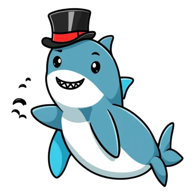 shark wearing a top hat sticker