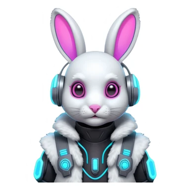 cute cyberpunk rabbit, neon ear implants, cyber armor vest, glowing circuits, futuristic vibe, 3D cartoon, mobile game icon style, clean background, no text, no watermark
 sticker
