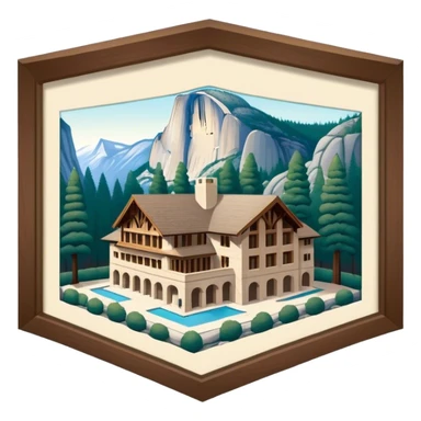 The Ahwahnee Lodge, Yosemite national park, isometric exterior view  sticker
