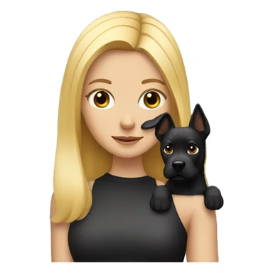 Blonde girl with black dog with pointy ears sticker