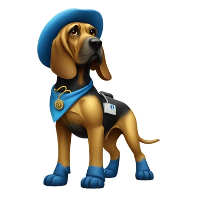 Full body Gold and blue bloodhound as a doctor policeman with JJC monogram. sticker