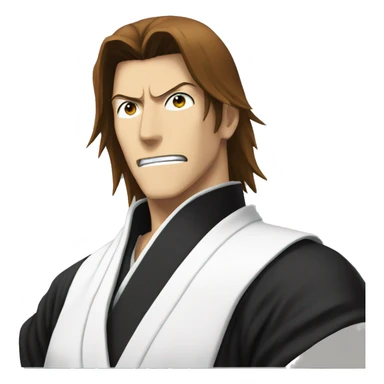 Aizen from bleach shocked face with brown hair sticker