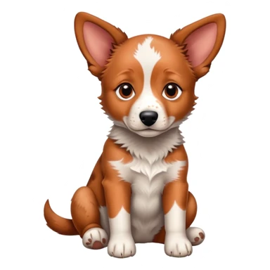 Cute red heeler puppy with floppy ears and spotted coat, sitting sticker