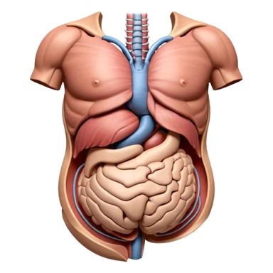 A highly detailed 3D accurate and anatomical model of the belly of a human. Medical illustration style, realistic lighting, neutral background, hyper-detailed, scientific accuracy, 8K resolution. ANATOMICAL ACCURACY and ORGAN PLACEMENT are a PRIORITY  sticker