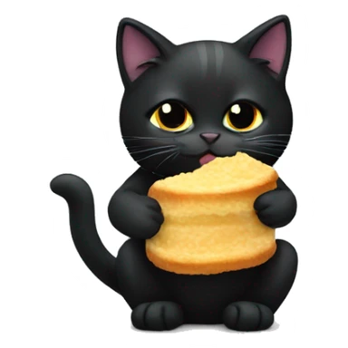 Fluffy black cat eating tank top strap sticker