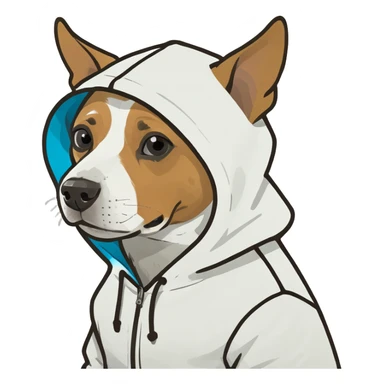 Dog wearing a hoodie ￼ sticker