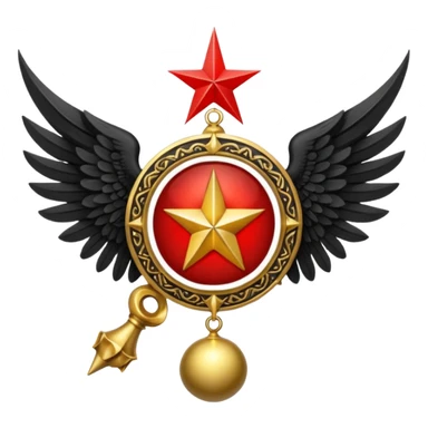 Holy Emblem with black wings and horn and red star in the middle sticker