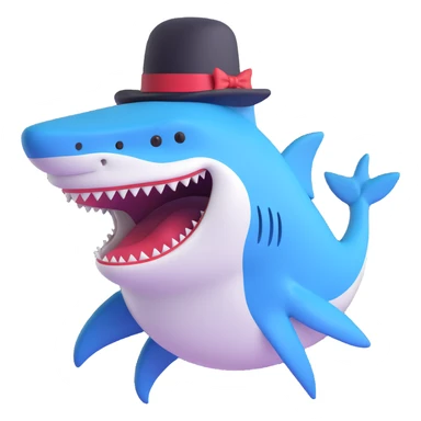 shark with a top hat sticker