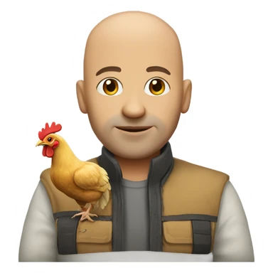 bald man with the chicken  sticker