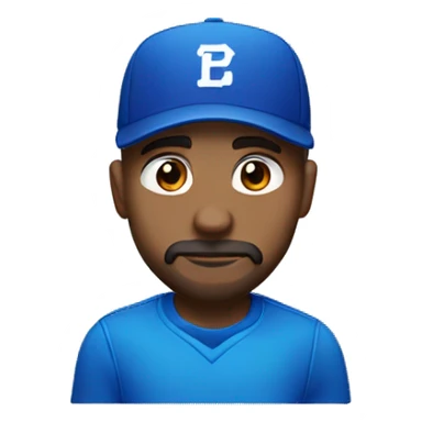 Male gamer blue baseball cap goatee brown eyes sticker