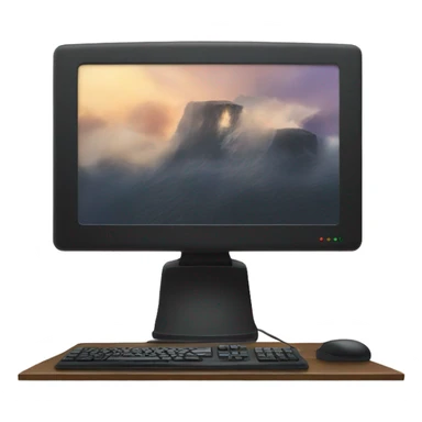 desktop computer on desk back view sticker