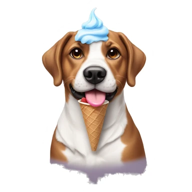 Dog with ice cream cone on head sticker