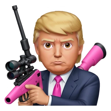 Donald trump holding a pink sniper in his hands professionally correct sticker