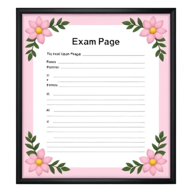 create an exam page make it aaesthetic and girly in pink  sticker