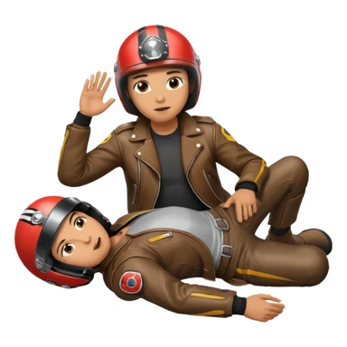 a motorcyclist lying on the ground who has just fallen sticker