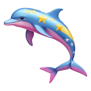 Blue, Yellow and pink streaked Dolphin with silver stars sticker