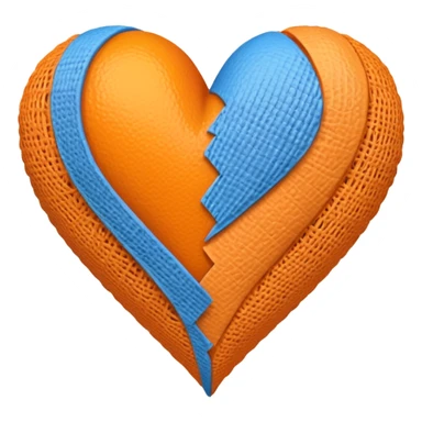 Half blue half orange heart split vertically add a bandage wrapped around the heart  sticker