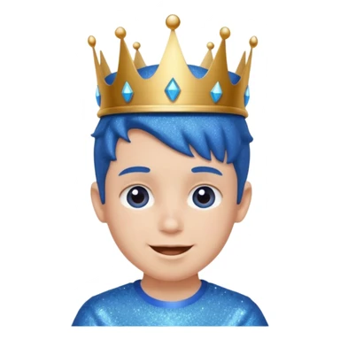 blue Boy happy glitter blue crown sticker