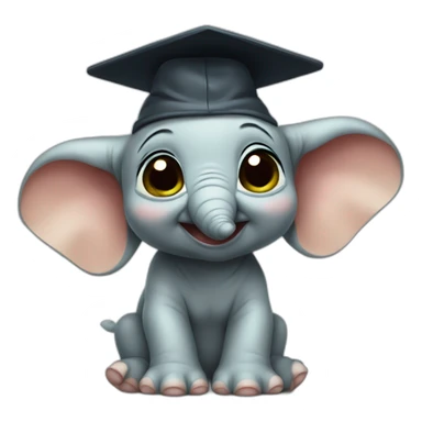cuty elephant similar to baby yoda with a mortarboard sticker