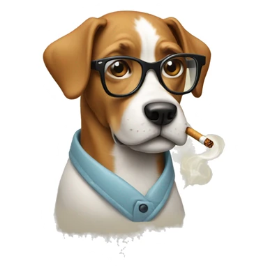 dog with glasses and cigarette sticker
