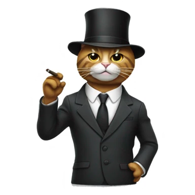 cat wearing a suit smoking cigar sticker