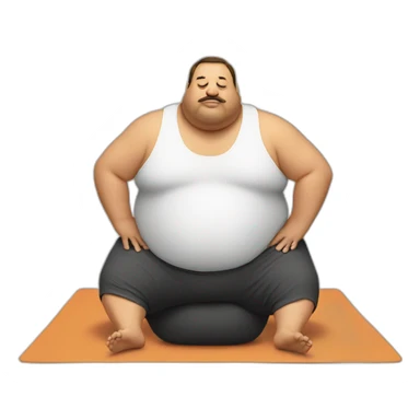 Fat man doing downward dog yoga pose sticker