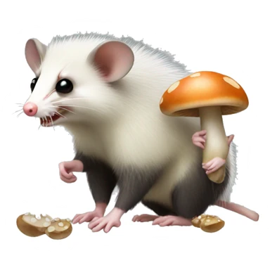 Opossum with mushrooms sticker
