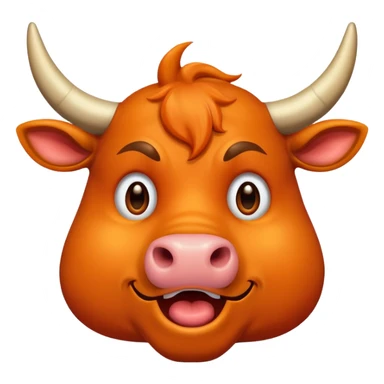 create me a color deep orange bull face that is happy, shock, celebrate, sad, mad, victory, chill sticker