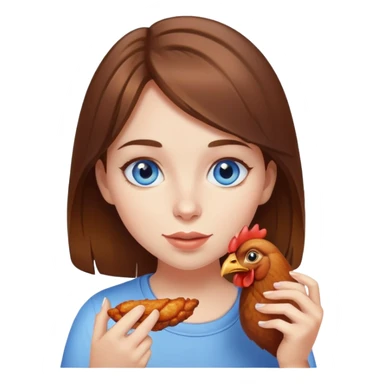 Brown hair girl with blue eyes eating chicken wing  sticker