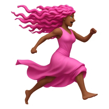 pink Pagan spring goddess sprinting, with a large stride and arms outstretched sticker