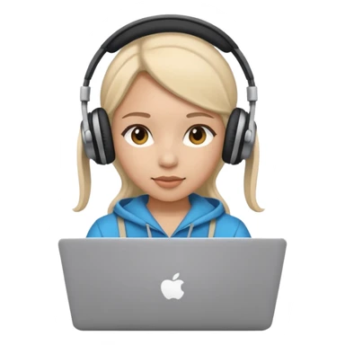 Girl with headphones while using laptop sticker